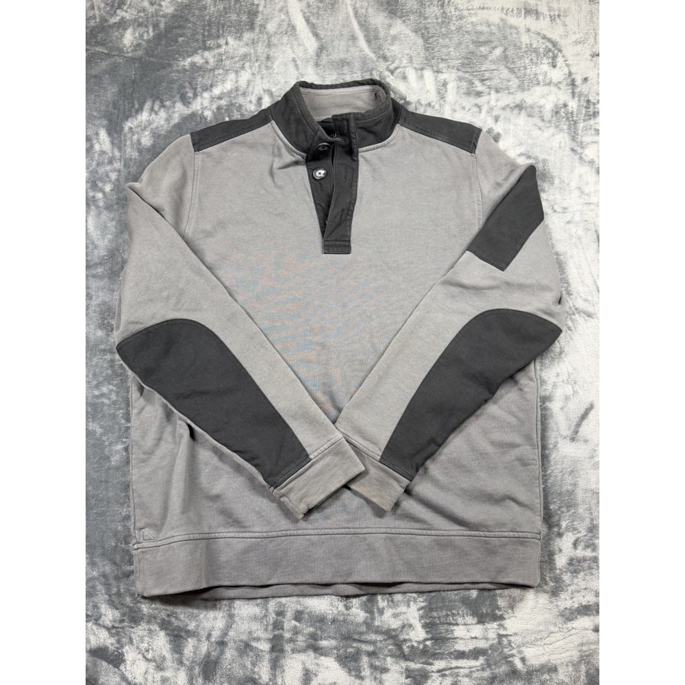 UNTUCKit Bolan Mens L Heavyweight Cotton Pullover Shirt Grey Black Utility Pocke